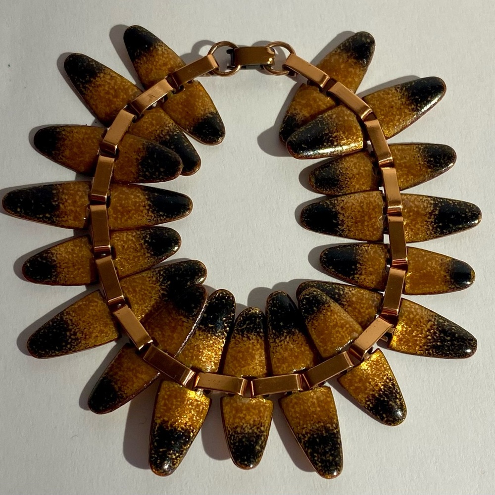 Beautiful Vintage Matisse Copper & Enamel Bracelet 7.5”